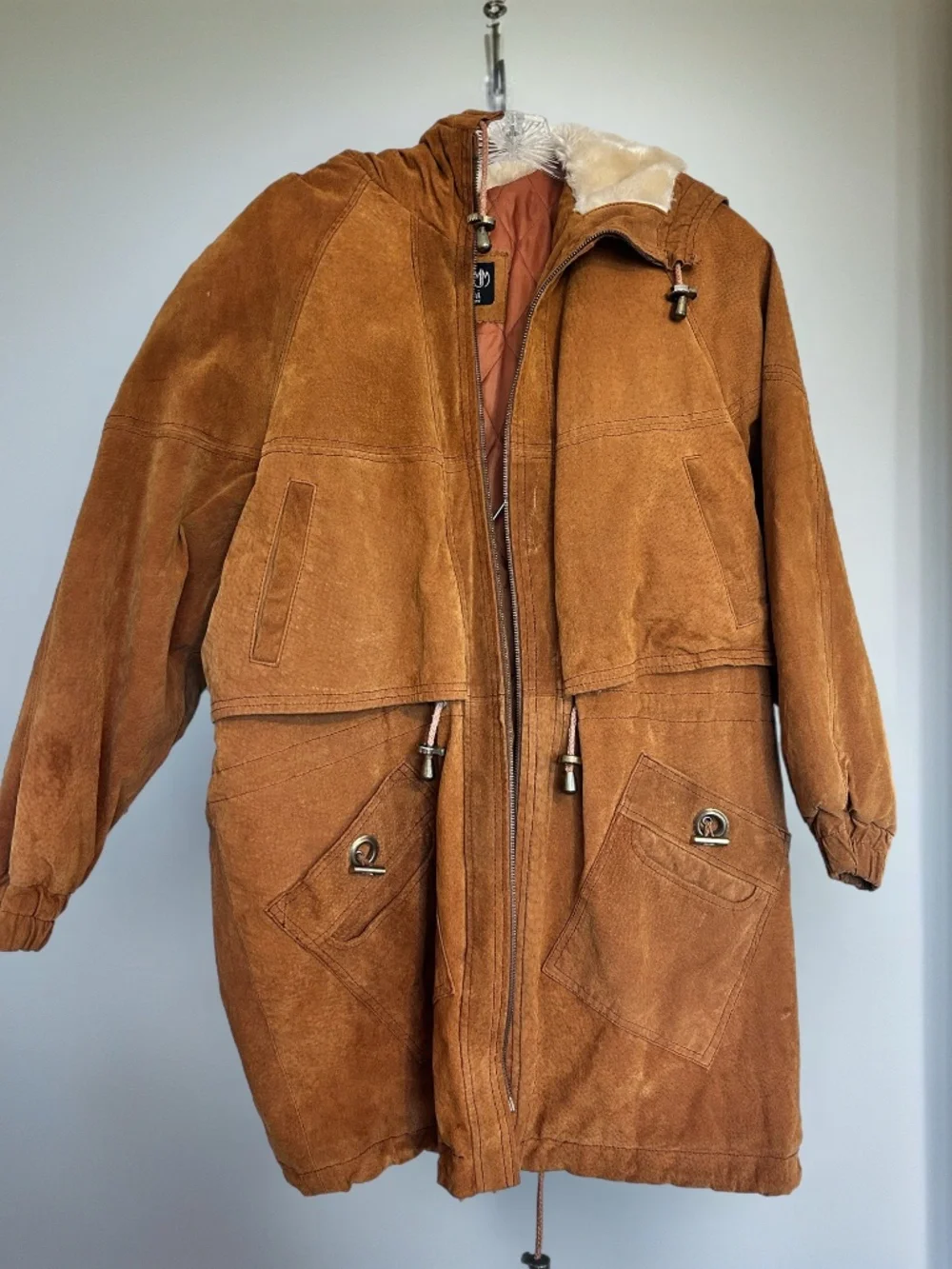 Vintage Marco Moroni Brown Leather Suede Coat Boho with Hood Medium - Picture 4 of 13